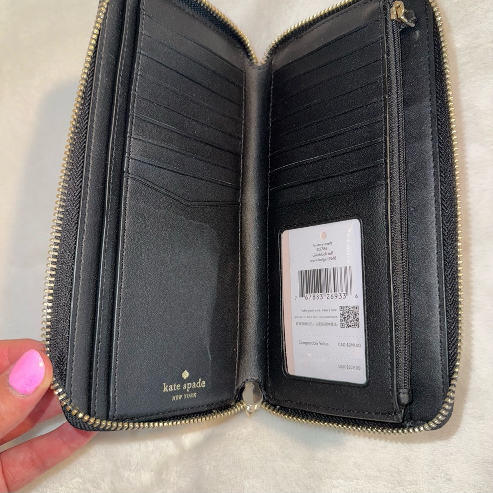 Kate Spade Two-Tone Leather Wristlet Clutch NEW - Picture 3 of 4